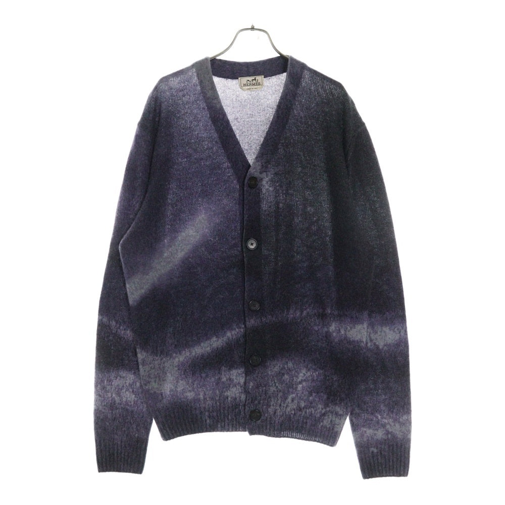 HERMES(エルメス) 24AW Reflets Equestres ルフレ グラデーション カシミヤ混 ニットカーディガン パープル