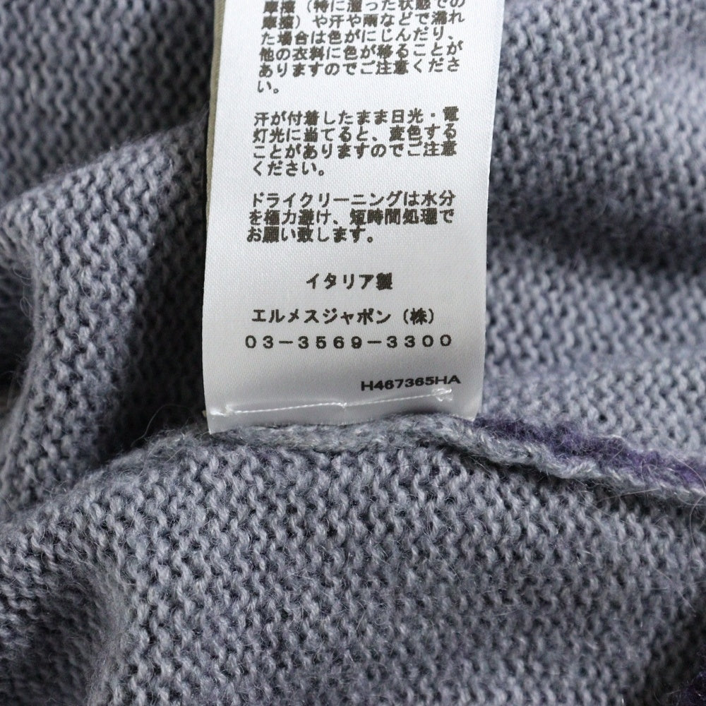 HERMES(エルメス) 24AW Reflets Equestres ルフレ グラデーション カシミヤ混 ニットカーディガン パープル