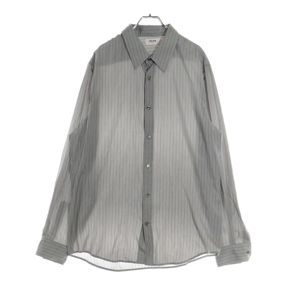 CELINE(セリーヌ) 23AW シルク ストライプロングスリーブ 長袖シャツ グレー 2C813350V.08CQ