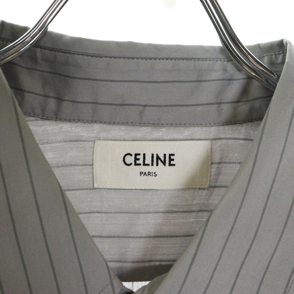 CELINE(セリーヌ) 23AW シルク ストライプロングスリーブ 長袖シャツ グレー 2C813350V.08CQ