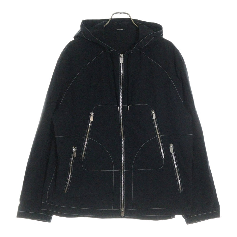 HERMES(エルメス) 23AW ジップアップ パイピング ナイロン フーデッドジャケット ブラック