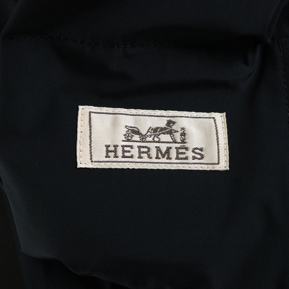 HERMES(エルメス) 23AW ジップアップ パイピング ナイロン フーデッドジャケット ブラック
