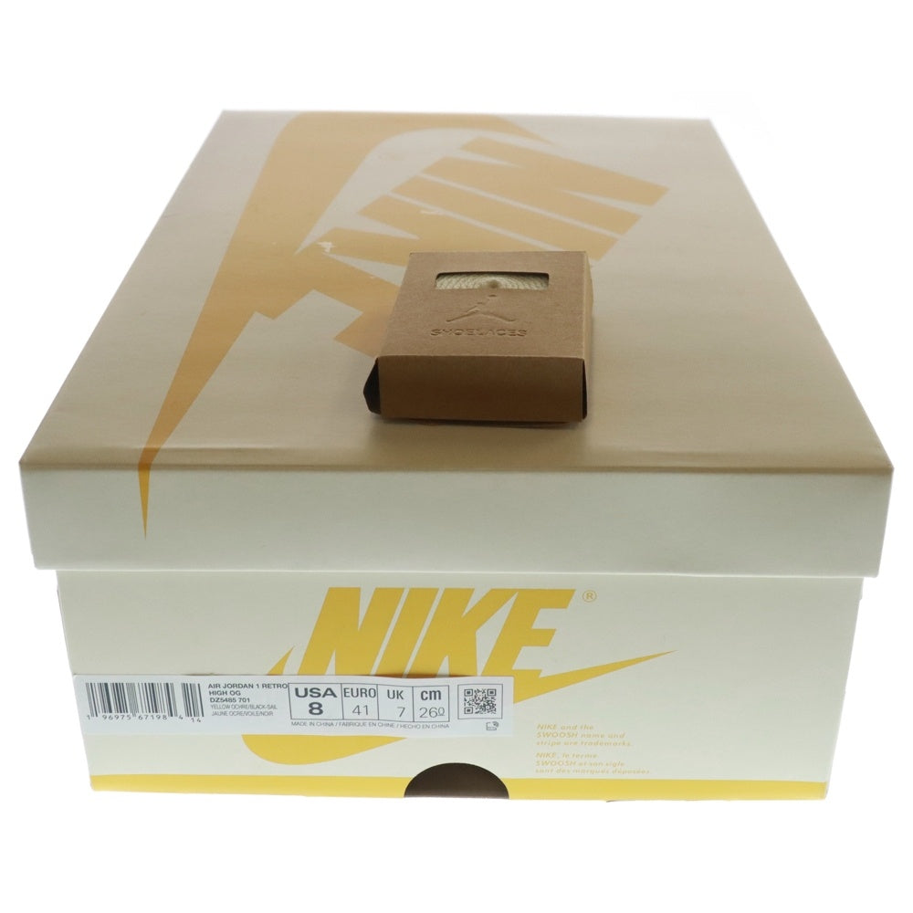 NIKE(ナイキ) AIR JORDAN 1 RETRO HIGH OG Yellow Ochre エアジョーダン1 イエローオークル ハイカットスニーカー シューズ イエロー/ホワイト US8/26cm DZ5485-701