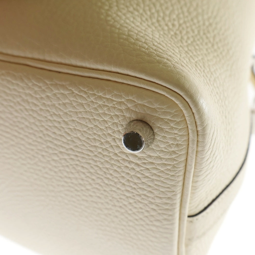HERMES(エルメス) ピコタンロック PM ナタ トリヨンクレマンス レザー ハンドバッグ ホワイト Y刻印 シルバー金具 レディース