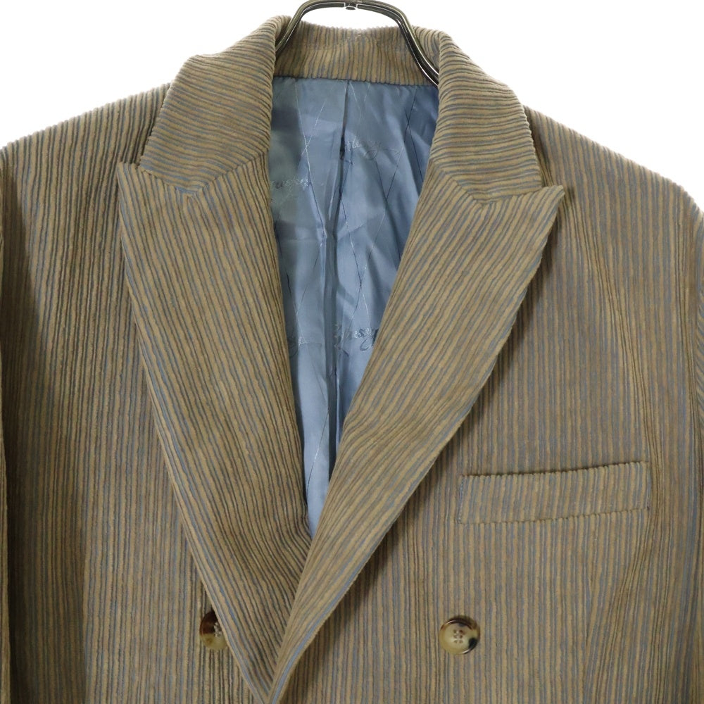 STUSSY(ステューシー) 23AW MIX WALE CORDUROY DOUBLE BREASTED BLAZER ミックスウェール コーデュロイロイ ダブルブレステッド ブレザー 6B テーラードジャケット ベージュ/ブルー