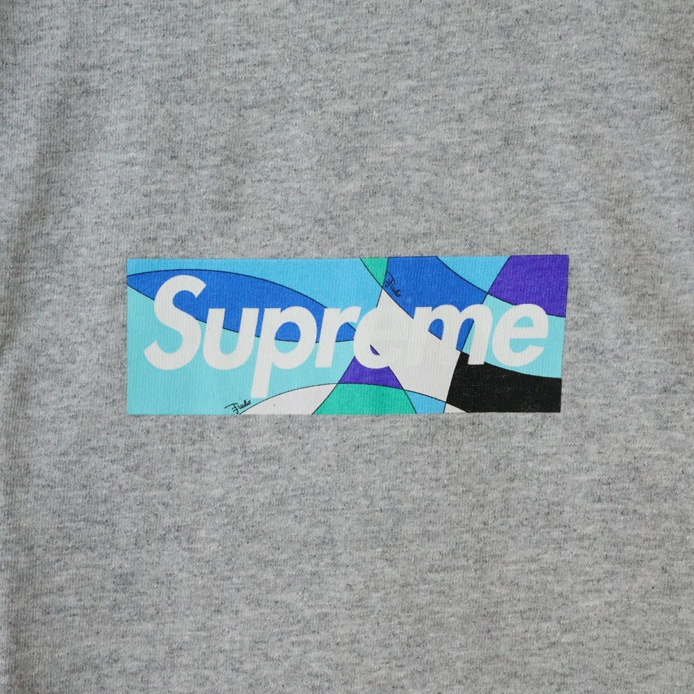 SUPREME(シュプリーム) 21SS×Emilio Pucci Box Logo Tee エミリオプッチ ボックスロゴプリント半袖Tシャツ カットソー グレー/ブルー