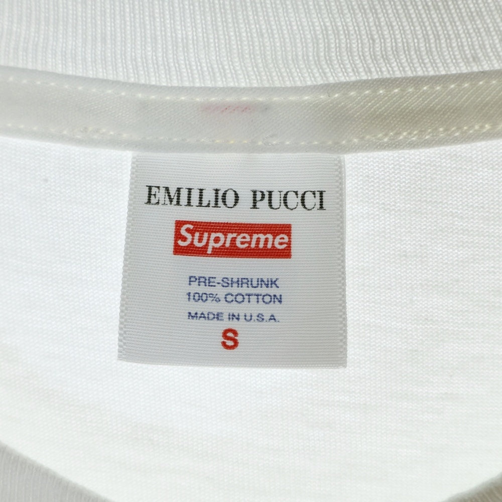 SUPREME(シュプリーム) 21SS×Emilio Pucci Box Logo Tee エミリオプッチ ボックスロゴプリント半袖Tシャツ カットソー ホワイト/ブラック