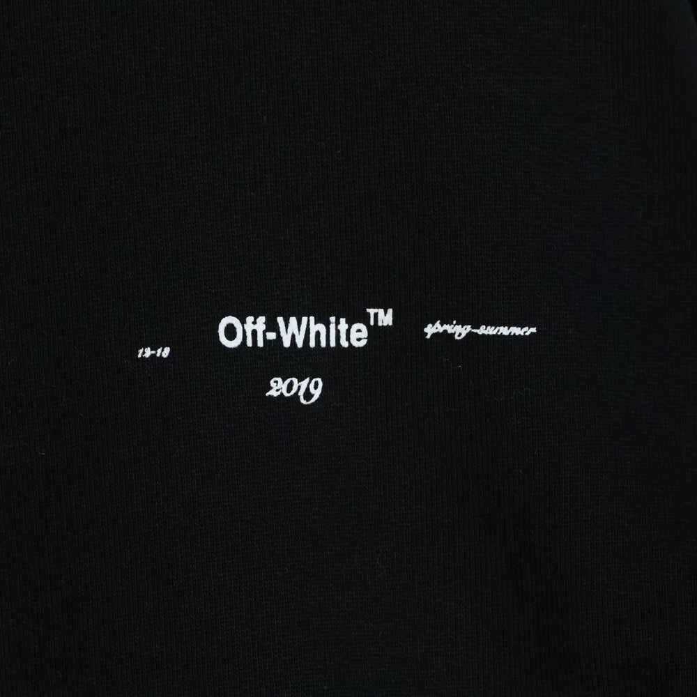 OFF-WHITE(オフホワイト) Side Stripe Round Neck Ordinary Version サイド ストライプ ロゴプリント クルーネックスウェットトレーナー ブラック OMBA025R190030121088