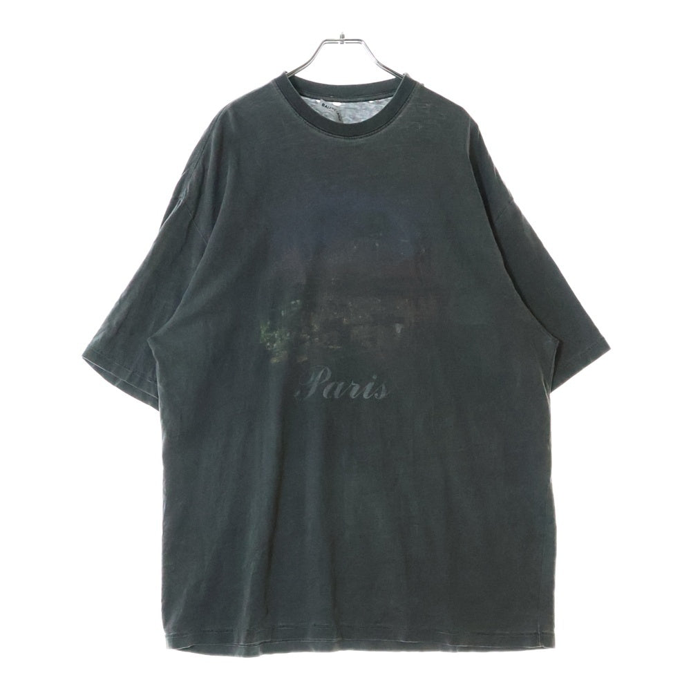 BALENCIAGA(バレンシアガ) 17AW Paris Tee パリス プリント クルーネック 半袖Tシャツ カットソー チャコールグレー 482382 TUK18