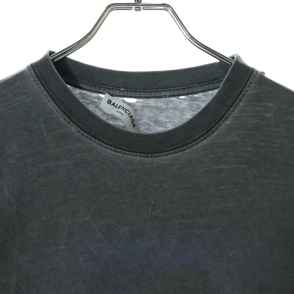 BALENCIAGA(バレンシアガ) 17AW Paris Tee パリス プリント クルーネック 半袖Tシャツ カットソー チャコールグレー 482382 TUK18