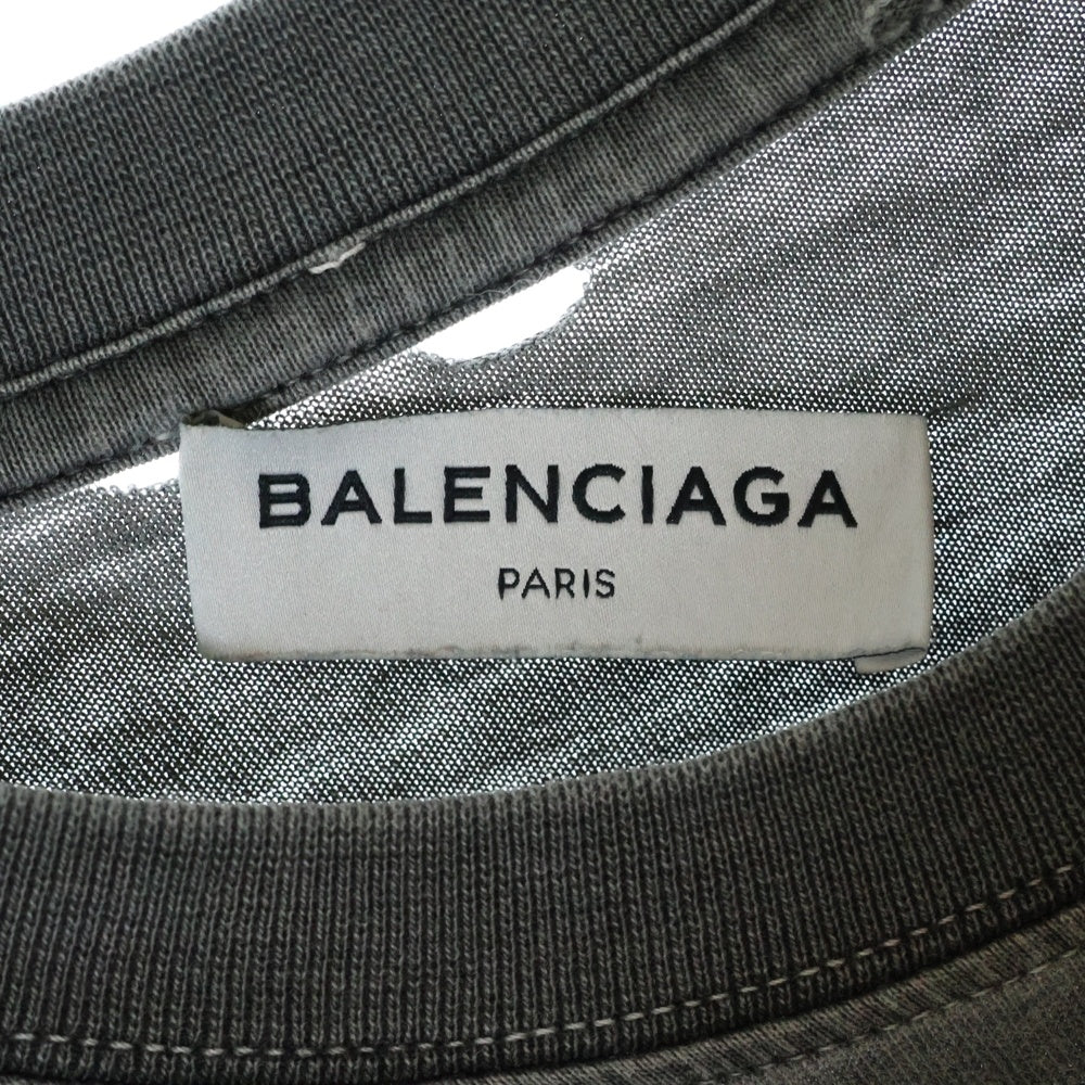 BALENCIAGA(バレンシアガ) 17AW Paris Tee パリス プリント クルーネック 半袖Tシャツ カットソー チャコールグレー 482382 TUK18