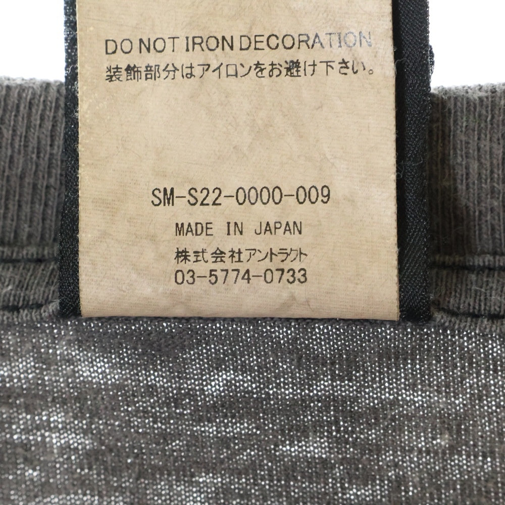 SAINT MICHAEL(セントマイケル) 22SS TEE ANCHOR アンカープリント クルーネック半袖Tシャツカットソー チャコールグレー SM-S22-0000-009
