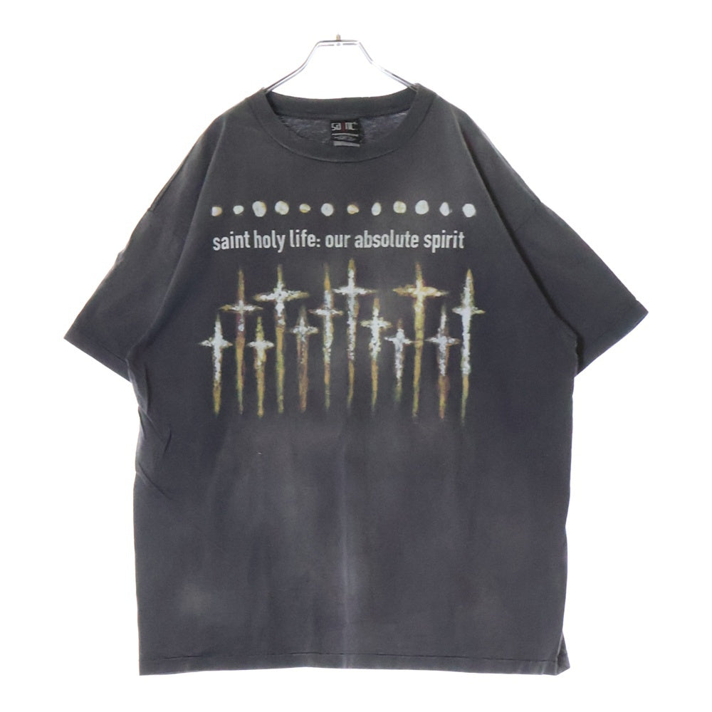 SAINT MICHAEL(セントマイケル) 23AW ×FORSOMEONE GOD PRINT S/S TEE フォーサムワン ゴッド プリント クルーネック 半袖Tシャツ カットソー チャコールグレー SM-A23-0000-C09