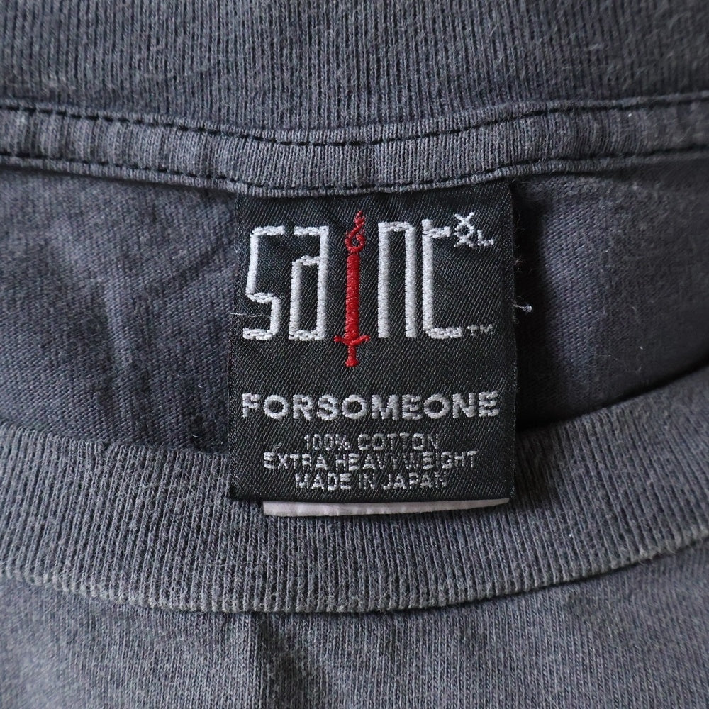 SAINT MICHAEL(セントマイケル) 23AW ×FORSOMEONE GOD PRINT S/S TEE フォーサムワン ゴッド プリント クルーネック 半袖Tシャツ カットソー チャコールグレー SM-A23-0000-C09