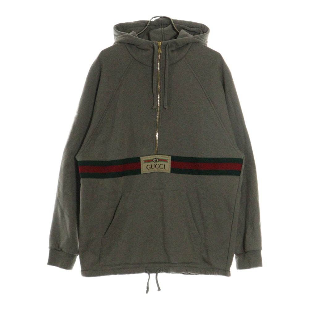 GUCCI(グッチ) シェリーライン ハーフジップ スウェット プルオーバー パーカー ブラウン 644656 XJC3W