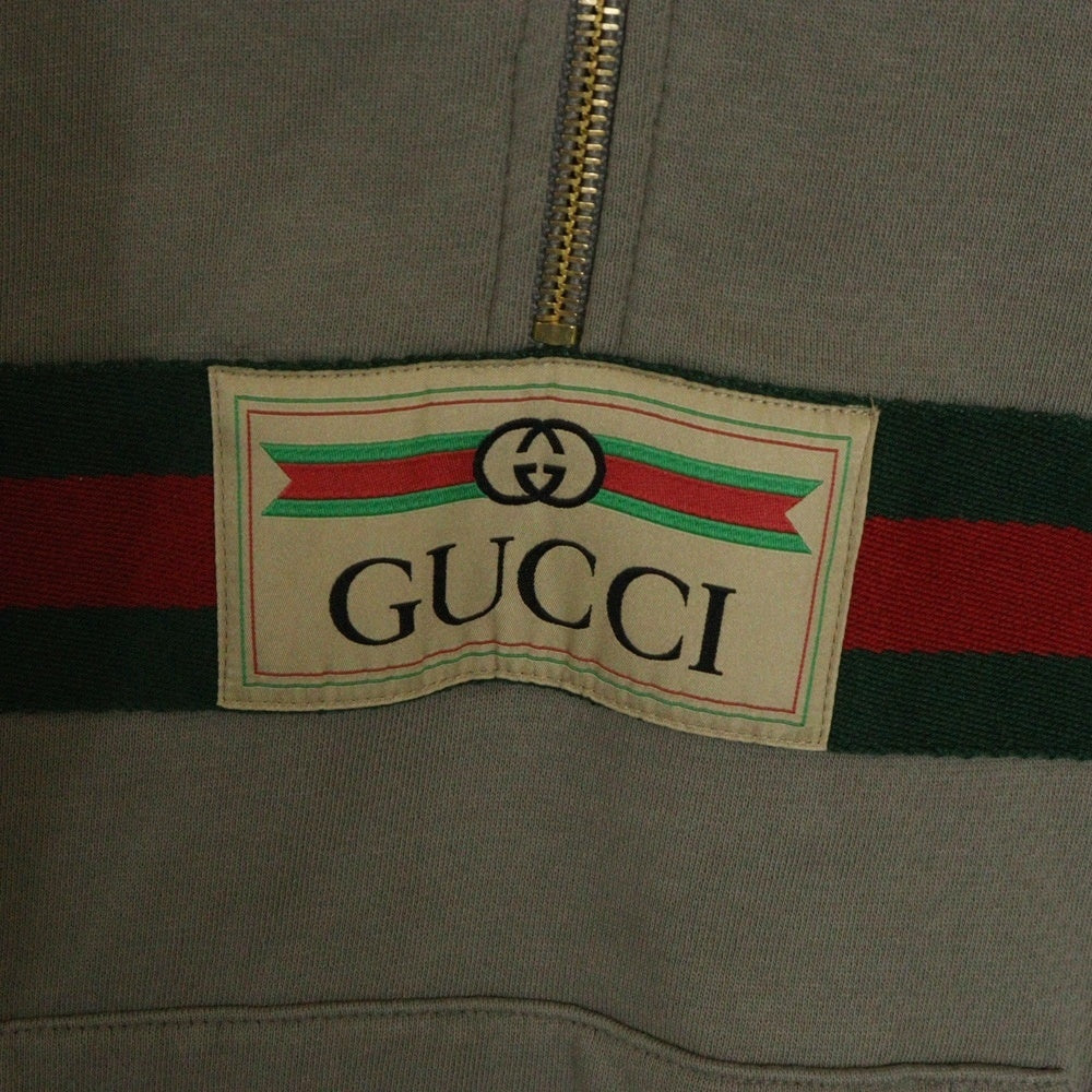 GUCCI(グッチ) シェリーライン ハーフジップ スウェット プルオーバー パーカー ブラウン 644656 XJC3W