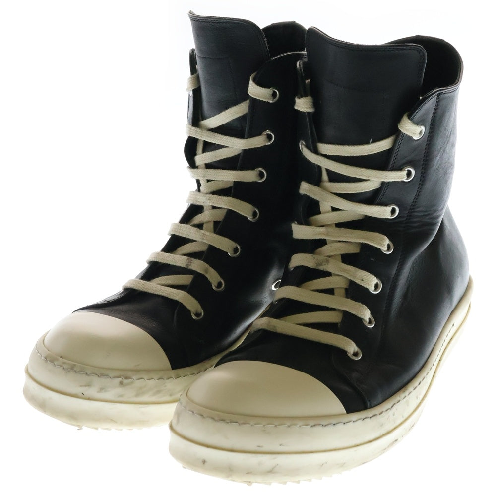 Rick Owens ブラック レザー ジップ ハイカット スニーカー Rick Owens リックオウエンス スニーカー ジオバスケット