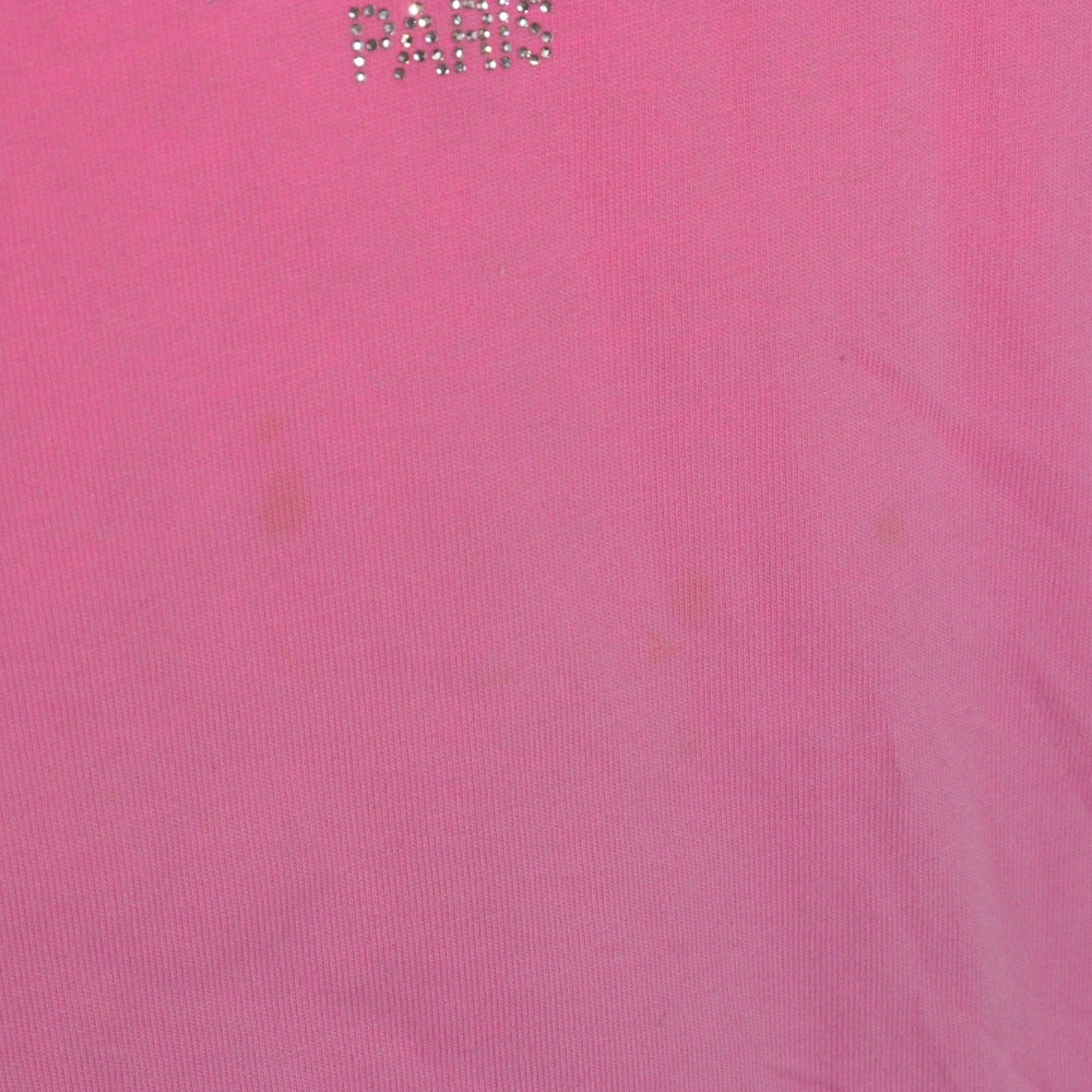 BALENCIAGA(バレンシアガ) 22SS ラインストーン ロゴ クルーネック半袖Tシャツカットソー ピンク 612965 TMVP2 レディース