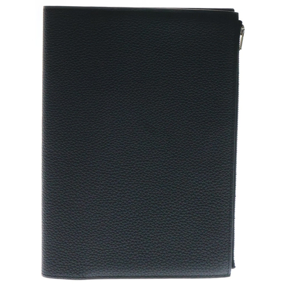 HERMES(エルメス) EAジップ ファスナーポケット付き A5サイズ トゴ レザー 手帳カバー ノートカバー シルバー金具 U刻印 ブラック
