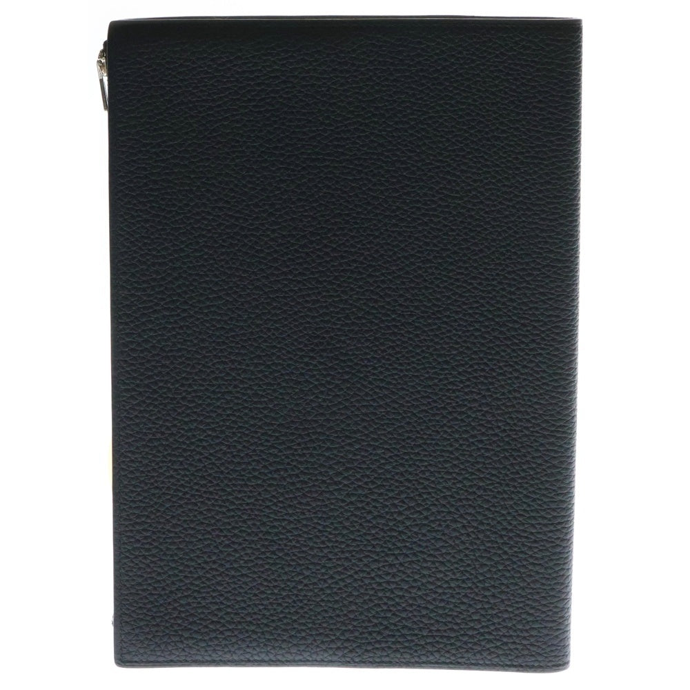 HERMES(エルメス) EAジップ ファスナーポケット付き A5サイズ トゴ レザー 手帳カバー ノートカバー シルバー金具 U刻印 ブラック