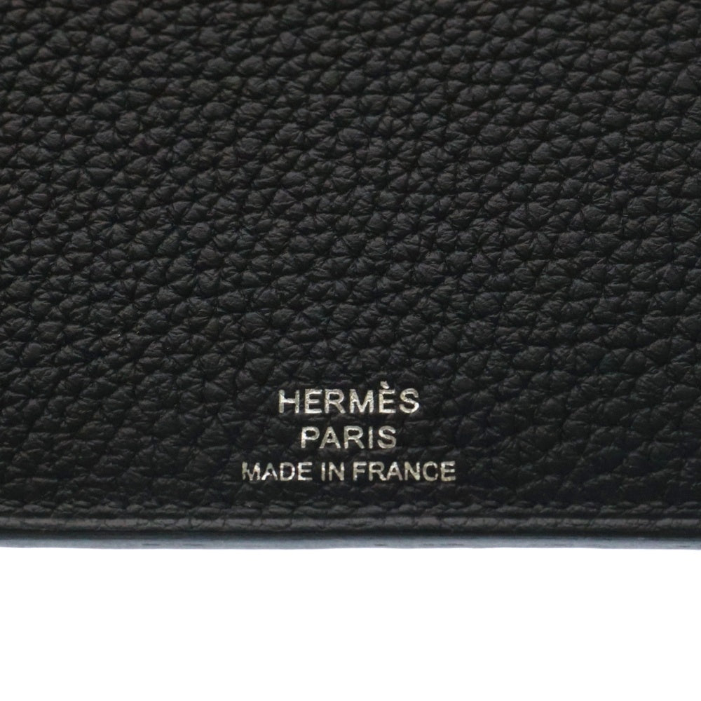 HERMES(エルメス) EAジップ ファスナーポケット付き A5サイズ トゴ レザー 手帳カバー ノートカバー シルバー金具 U刻印 ブラック