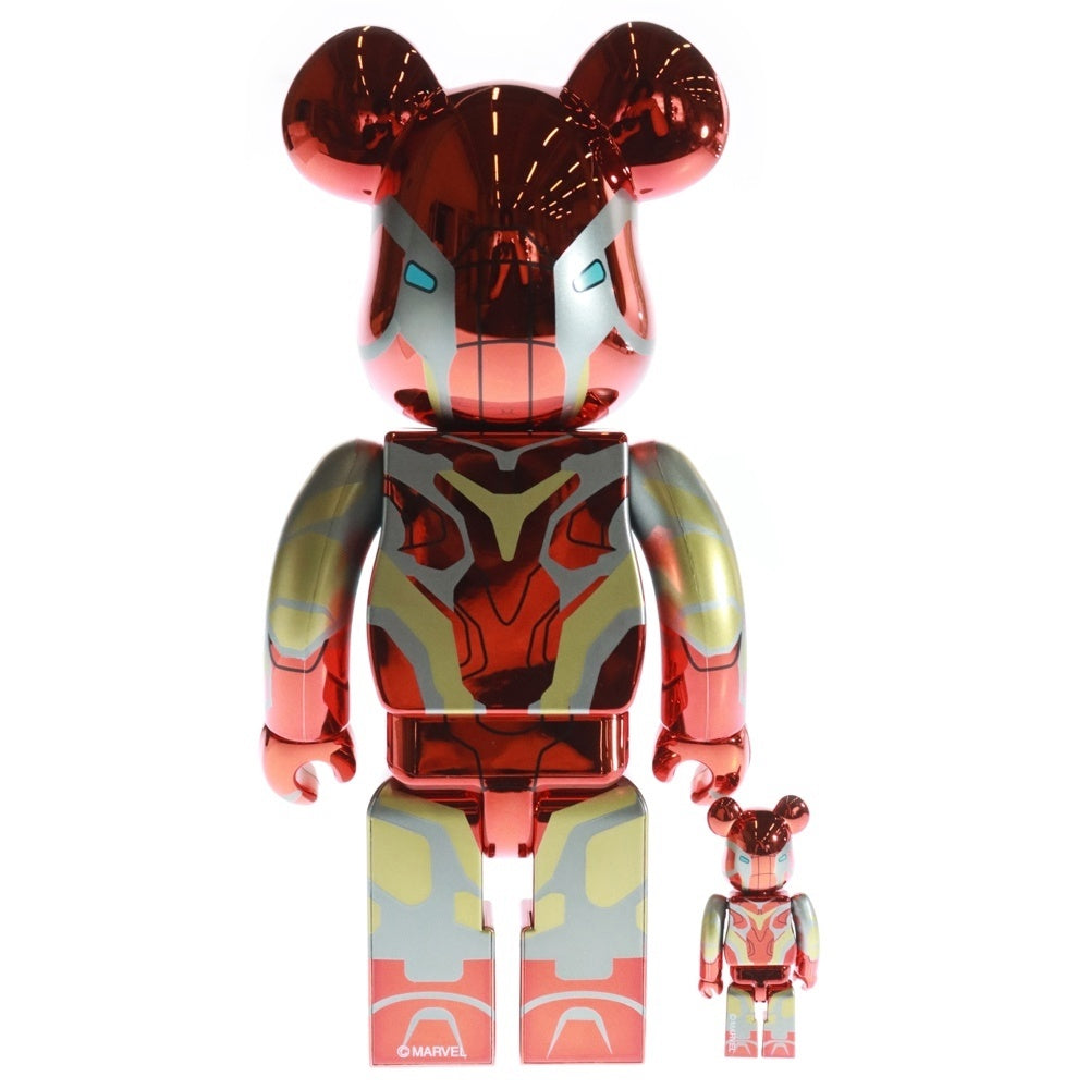 MEDICOM TOY(メディコムトイ) BE@RBRICK WORLD WIDE TOUR 3 IRON MAN MARK85 CHROME 100% & 400 ベアブリック ワールド ワイド ツアー3 アイアンマン マーク85 クローム 2体セット フィギュア
