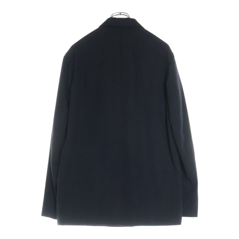Yohji Yamamoto POUR HOMME(ヨウジヤマモト プールオム) 02SS 女優期 フロント刺繍 レインウール ノッチドラペル 5B シングル テーラードジャケット ブラック HE-J-63-100