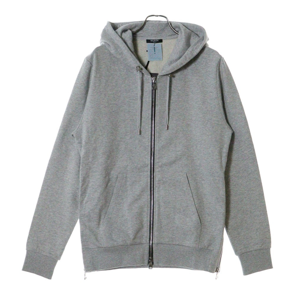 BALMAIN(バルマン) Back Logo Side Zip Parka バックロゴ サイドジップ スウェットパーカー グレー WH1JR010