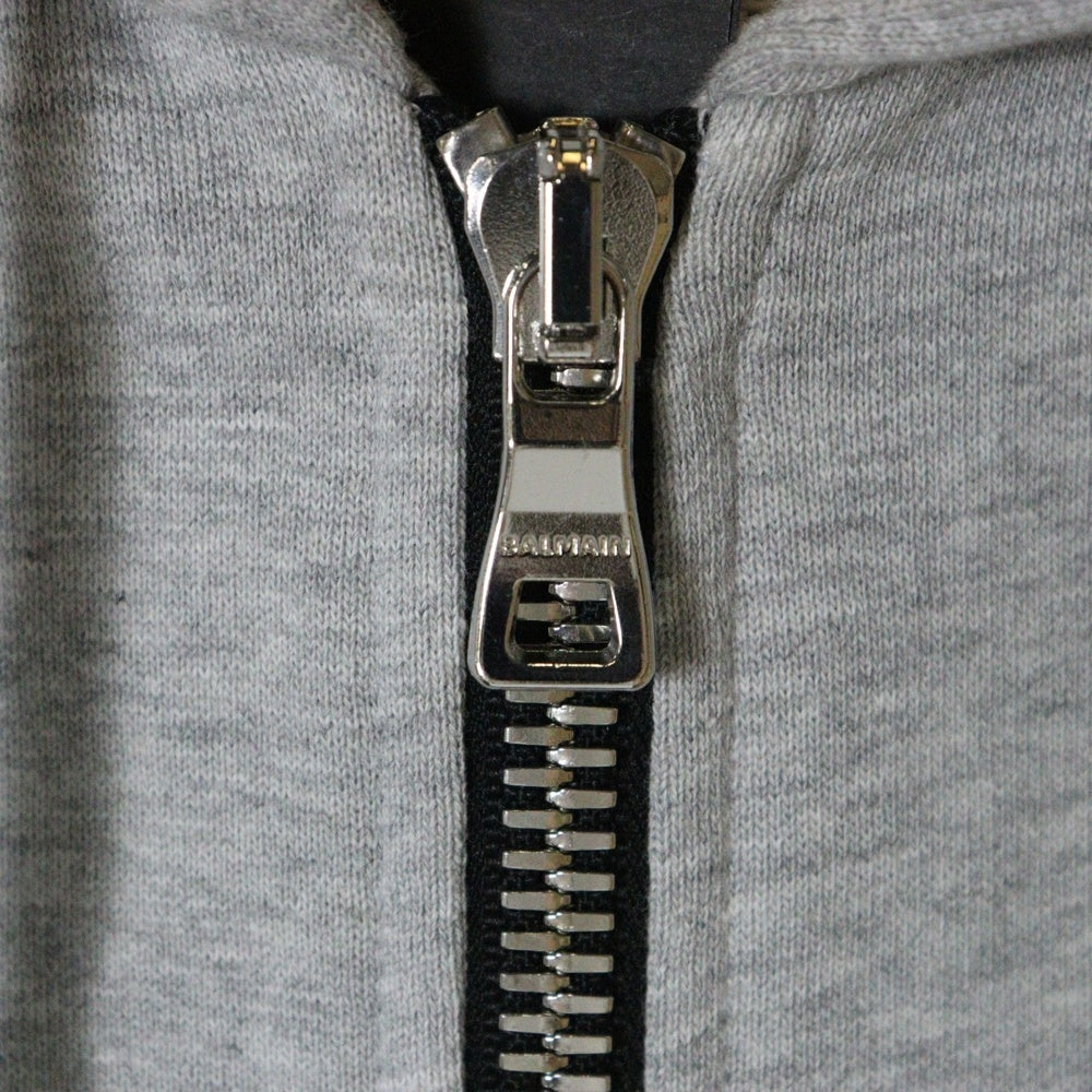 BALMAIN(バルマン) Back Logo Side Zip Parka バックロゴ サイドジップ スウェットパーカー グレー WH1JR010
