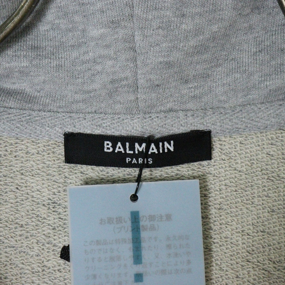 BALMAIN(バルマン) Back Logo Side Zip Parka バックロゴ サイドジップ スウェットパーカー グレー WH1JR010
