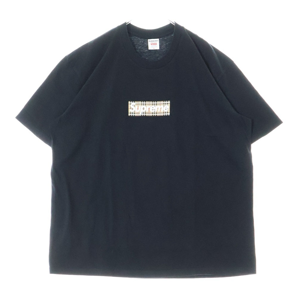 SUPREME(シュプリーム) 22SS ×Burberry Box Logo Tee バーバリー ボックスロゴ クルーネック半袖Tシャツ カットソー ブラック