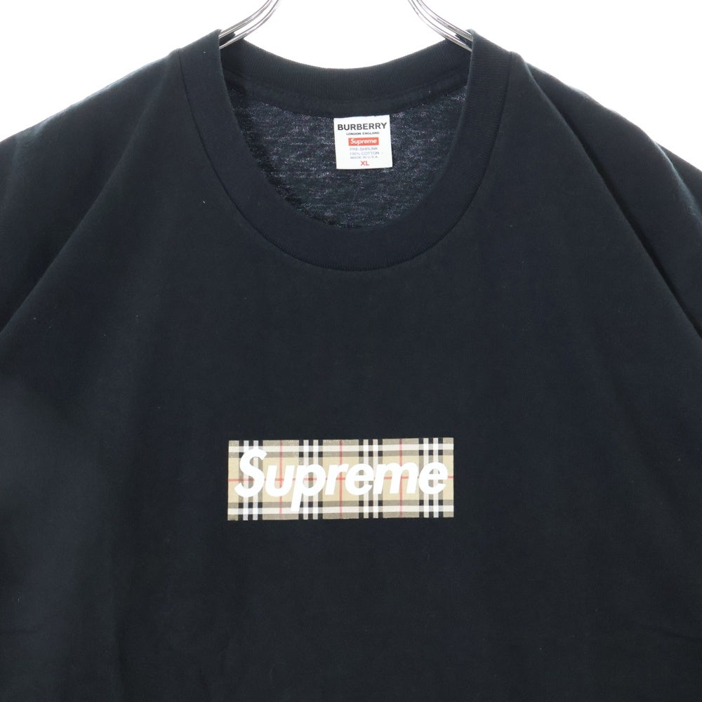 SUPREME(シュプリーム) 22SS ×Burberry Box Logo Tee バーバリー ボックスロゴ クルーネック半袖Tシャツ カットソー ブラック