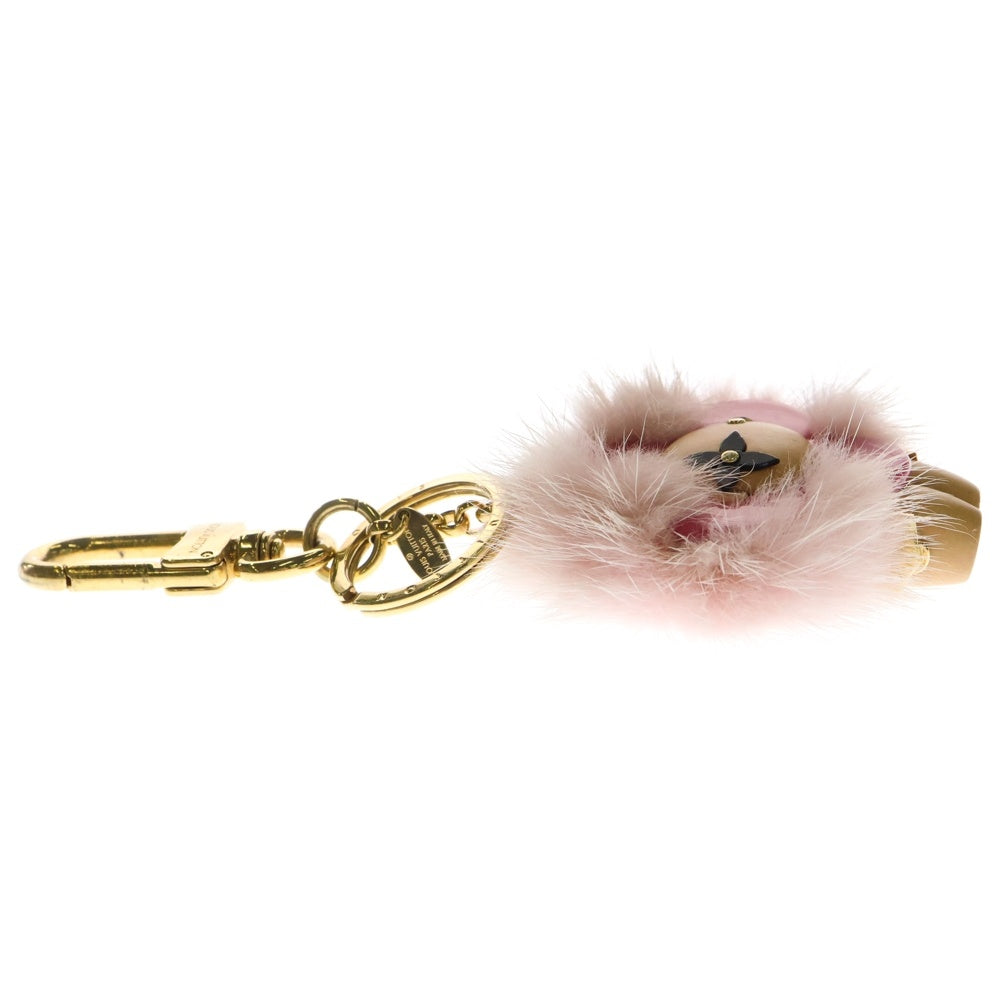 LOUIS VUITTON(ルイヴィトン) ポルトクレ ヴィヴィエンヌ ファー ウッド レジン キーホルダー バッグチャーム ゴールド/ピンク M63095 DI0158 レディース