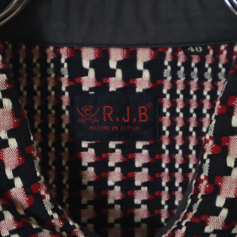 RJB(アールジェイビー) グレンチェック フロントロゴ コットン フライフロント 長袖シャツ レッド