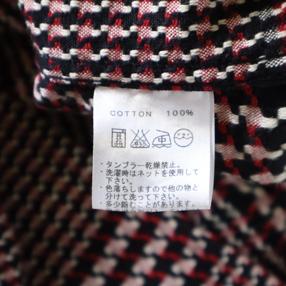 RJB(アールジェイビー) グレンチェック フロントロゴ コットン フライフロント 長袖シャツ レッド