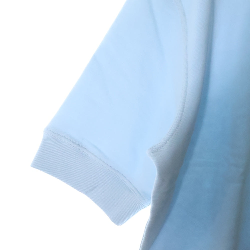 HERMES(エルメス) ランH ラインデザイン クルーネック スウェット半袖Tシャツ ライトブルー