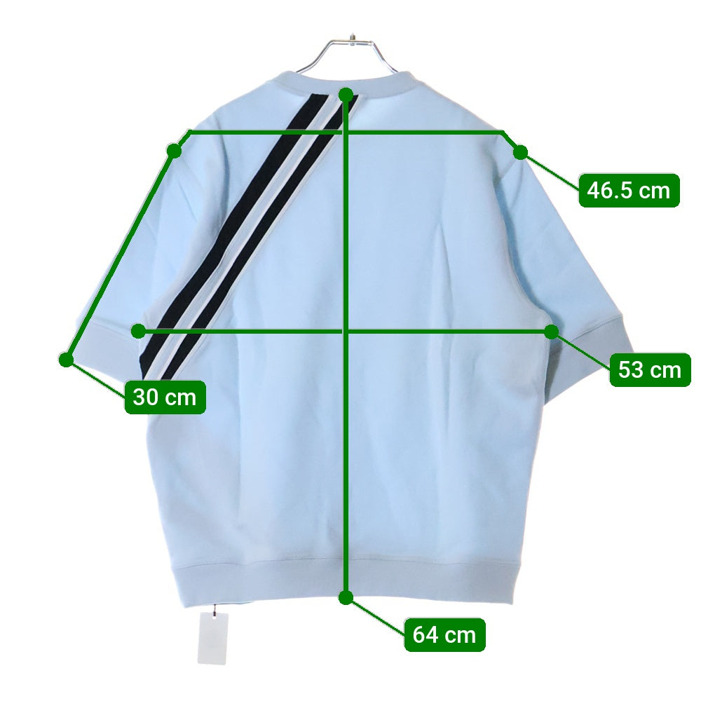 HERMES(エルメス) ランH ラインデザイン クルーネック スウェット半袖Tシャツ ライトブルー