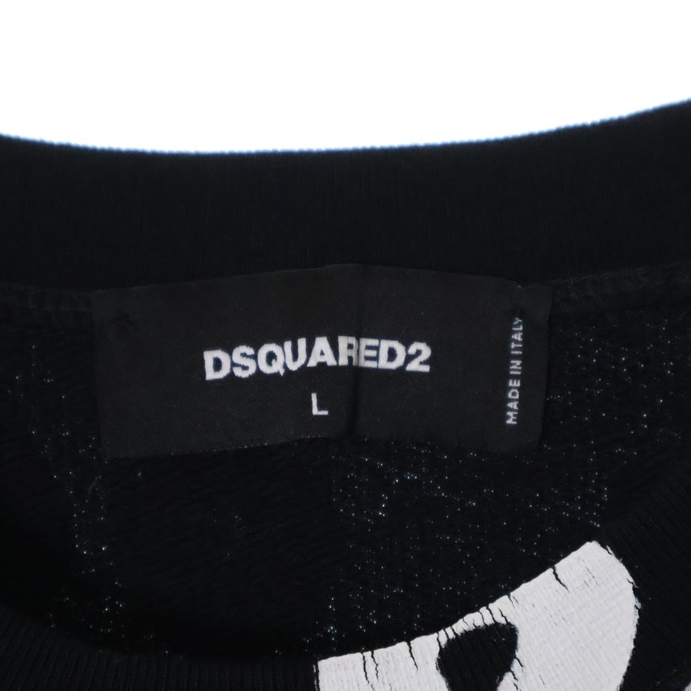 DSQUARED2(ディースクエアード) D2 POP 80S COOL FIT CREWNECK 総柄 クルーネック スウェット トレーナーブラック S74GU0774 S25551