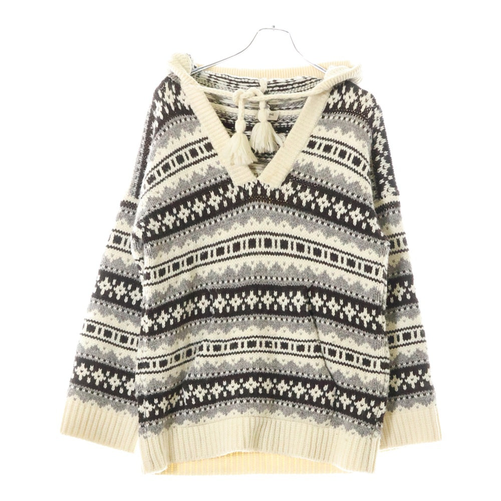 CELINE(セリーヌ) 21AW Oversized Baja Pullover オーバーサイズ バハ プルオーバーニットパーカー ホワイト/ブラウン 2A80R107O