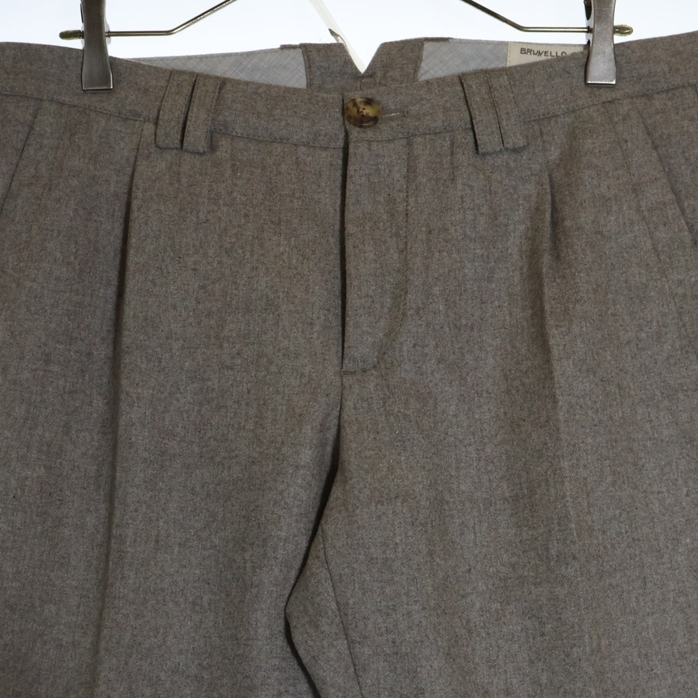 BRUNELLO CUCINELLI(ブルネロクチネリ) ウール センタープレス スラックスパンツ グレー TE91910