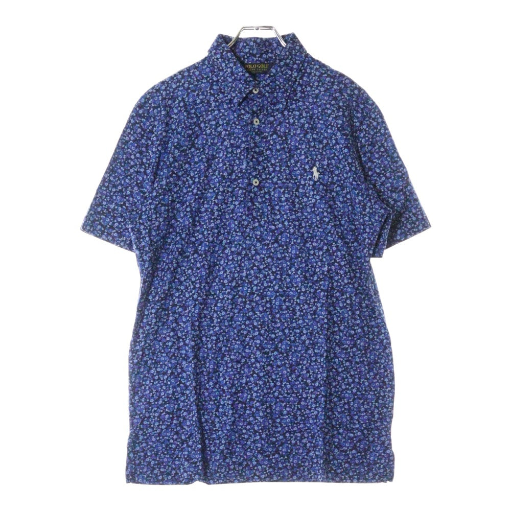 Polo GOLF Ralph Lauren(ポロゴルフラルフローレン) フロントロゴ刺繍 花柄 ハーフボタン プルオーバー 半袖シャツ ブルー