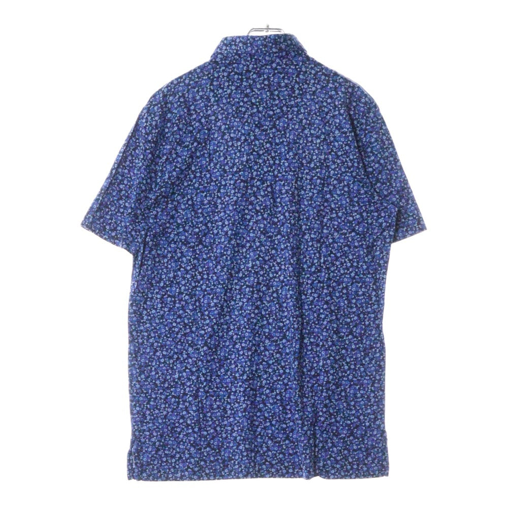Polo GOLF Ralph Lauren(ポロゴルフラルフローレン) フロントロゴ刺繍 花柄 ハーフボタン プルオーバー 半袖シャツ ブルー