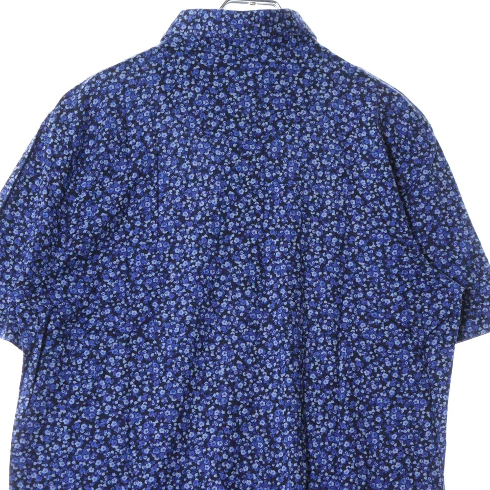 Polo GOLF Ralph Lauren(ポロゴルフラルフローレン) フロントロゴ刺繍 花柄 ハーフボタン プルオーバー 半袖シャツ ブルー