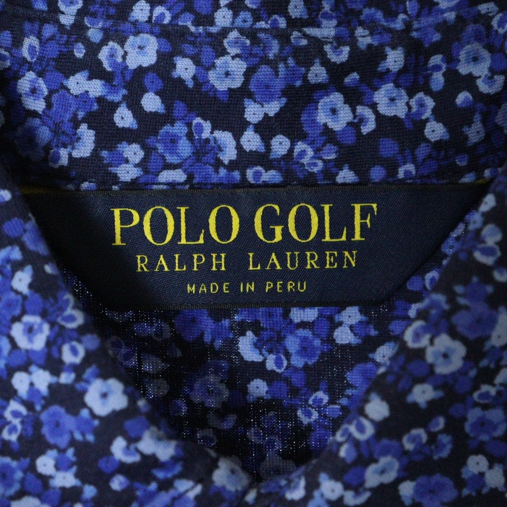 Polo GOLF Ralph Lauren(ポロゴルフラルフローレン) フロントロゴ刺繍 花柄 ハーフボタン プルオーバー 半袖シャツ ブルー