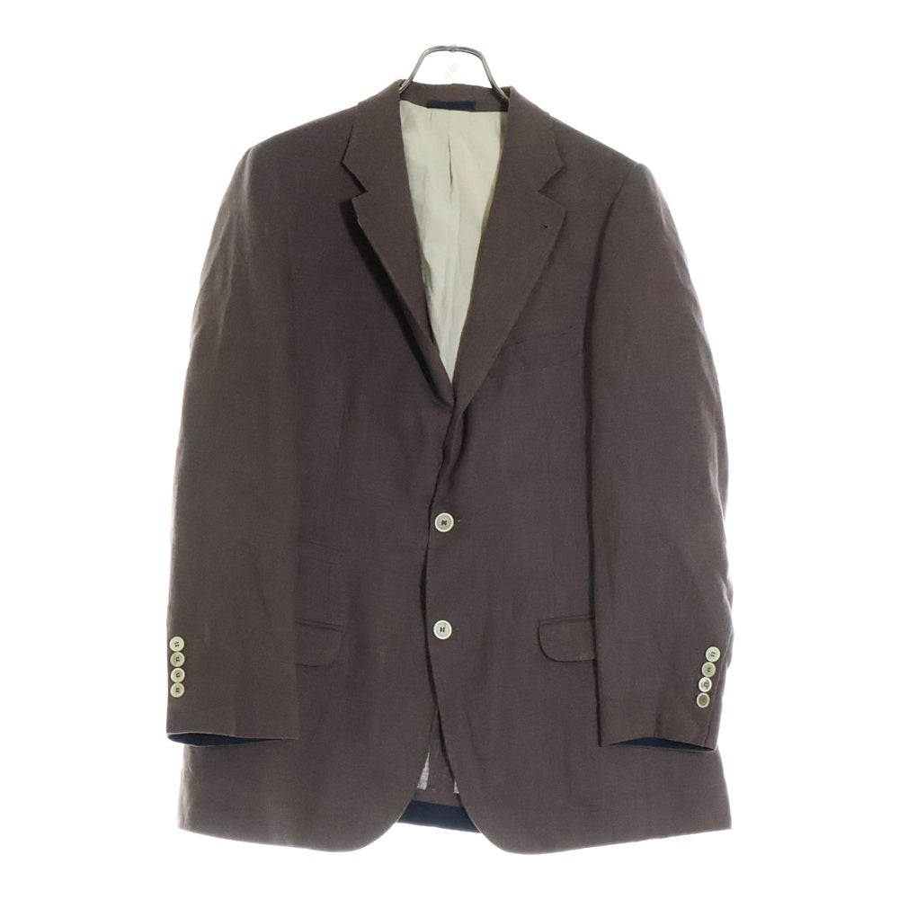 BRUNELLO CUCINELLI(ブルネロクチネリ) ノッチドラペル リネン シングルテーラードジャケット ブラウン