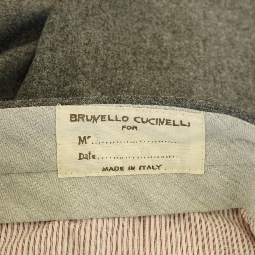 BRUNELLO CUCINELLI(ブルネロクチネリ) センタープレス ジップフライ ウール スラックスパンツ グレー