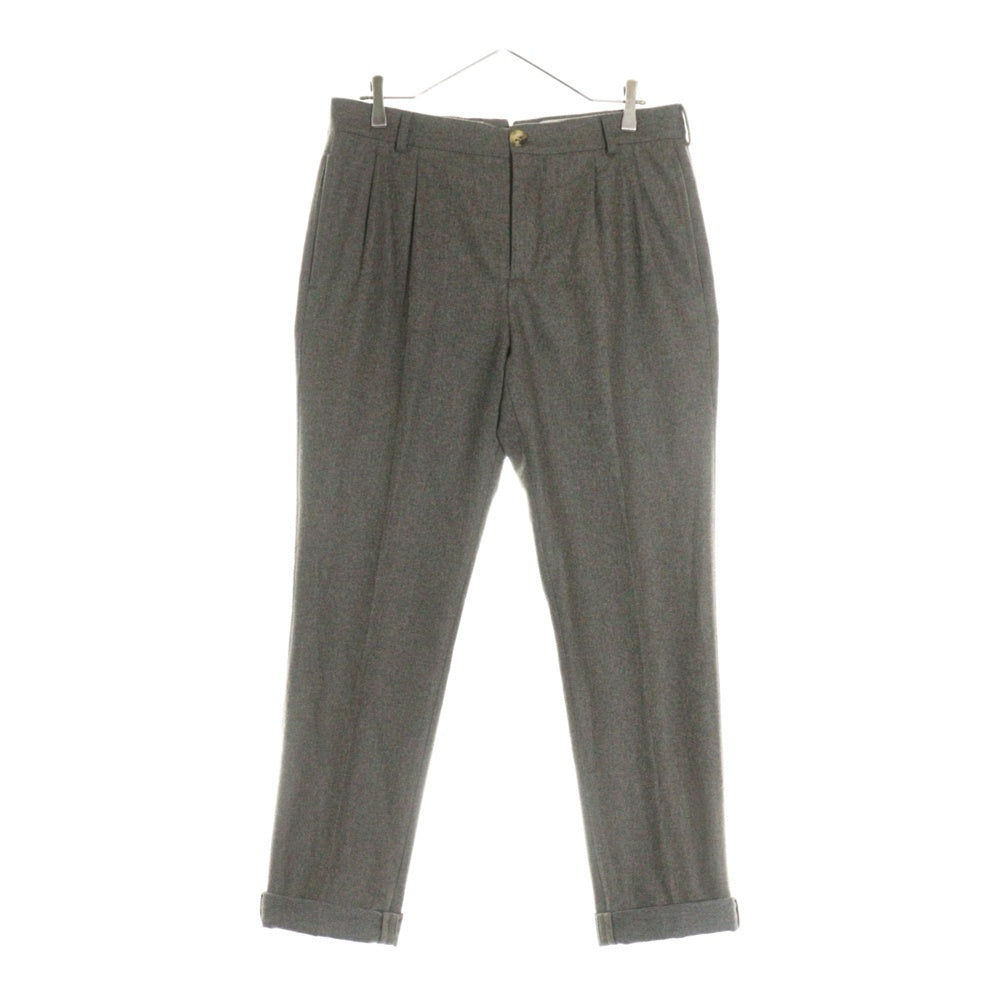 BRUNELLO CUCINELLI(ブルネロクチネリ) センタープレス ジップフライ ウール テーパード スラックスパンツ グレージュ
