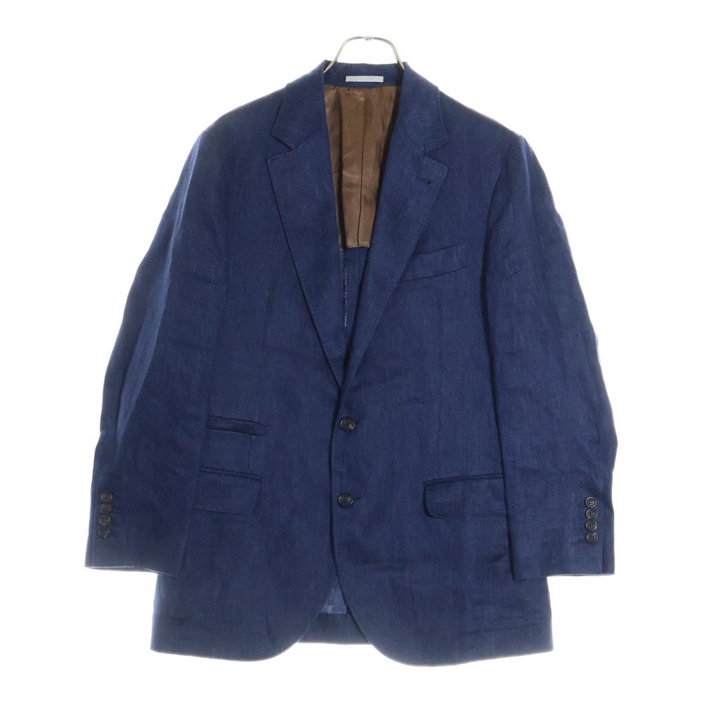 BRUNELLO CUCINELLI(ブルネロクチネリ) ノッチドラペル リネン シングルテーラードジャケット ネイビー