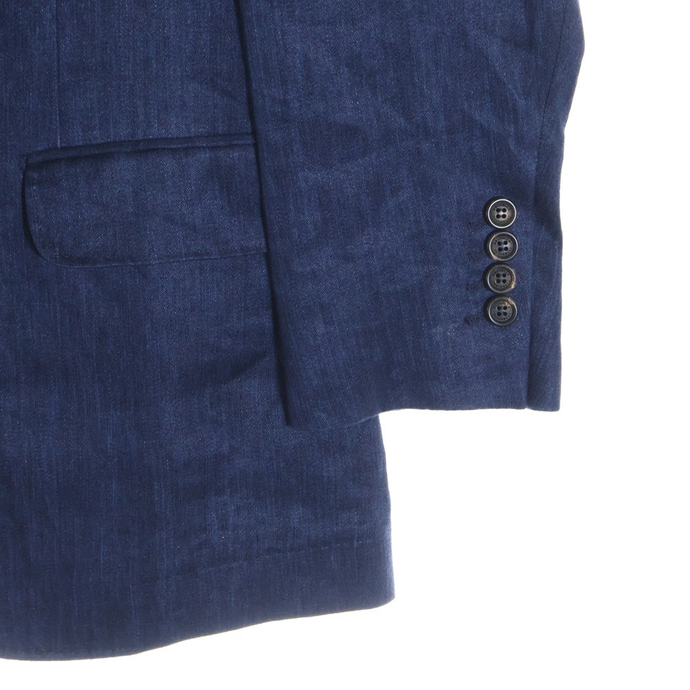BRUNELLO CUCINELLI(ブルネロクチネリ) ノッチドラペル リネン シングルテーラードジャケット ネイビー
