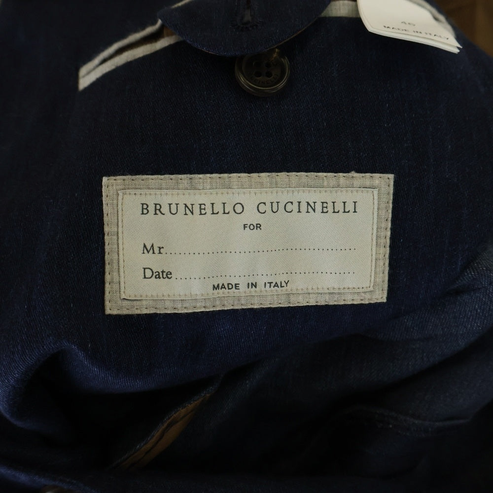 BRUNELLO CUCINELLI(ブルネロクチネリ) ノッチドラペル リネン シングルテーラードジャケット ネイビー